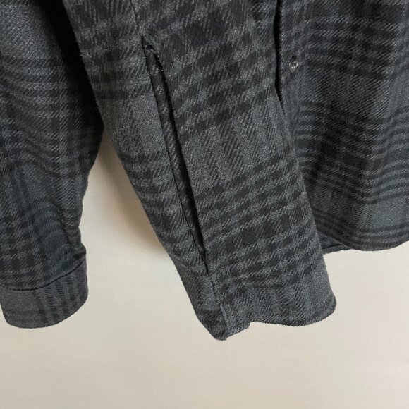 Orvis Plaid Shirt Men Thick‎ Cotton Blend Sz Medium Gray Black Pockets Button-Up - Picture 9 of 10